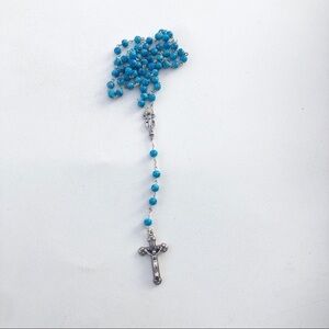 Blue Turquoise Color Rosary Cross Faith Rosaries